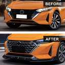 Compatible with Nissan Sentra Sedan All Models 2024 2025 Front Bumper Lip 3PCS Front Splitter Painted Glossy Black, Automotive Front Lower Chin Lip Air Dams Exterior Body Kits