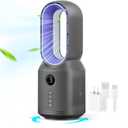 Desk Fan,13 Inch Portable Bladeless Fan, Small Quiet Office Fan with 106 Oscillating, 3 Speeds & Night light, LED Display, Button Control, Personal Table Fan for Bedroom, Office, Home, Study Room (Grey)