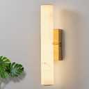 20in Natural Alabaster Wall Sconces, LED Marble Gold Wall Sconce, 4.5"L x 4.7"W x 20"H