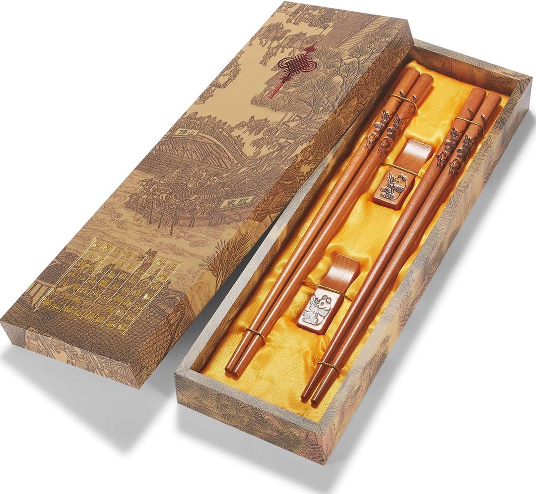 Chopstick Reusable Chinese Panda Chopsticks with Holder and Carrying Bag Chinese Traditional Stylish Set2 Pairs