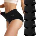 Saliryj Women's Cotton Underwear High Waisted Underwear Soft Briefs Full Coverage Ladies Panties 5 Pack(Regular & Plus Size), Medium