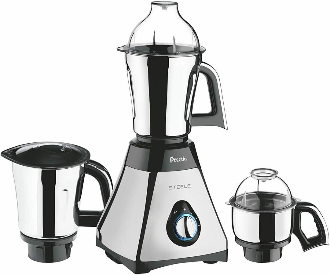 Preethi Steele 3-Jar Mixer Grinder, 550-Watt