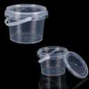 50 PCS Slime Containers with Lids and Handles, Plastic 300ml Storage Bucket Containers, Clear Slime Storage Case for Slime DIY Art Craft, Pigment, Small Tools, Part Material 10oz