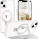 Telaso Magnetic for iPhone 13 Mini Case, Compatible with Magsafe with Magnetic Stand Ring Holder, Translucent Matte Back TPU Bumper Military Grade Protective iPhone 13 Mini Phone Case, Frosted Clear