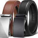 Zitahli Ratchet Belt for Men - 2 Packs Leather Mens belt For Gift Men Dress and Casual,Trim to Fit (Brown, M)
