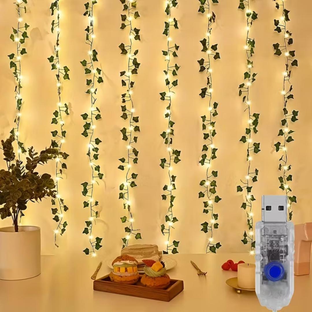 LED Vines String Light for Bedroom, Vines Fairy Light, 100LED Ivy Vines Curtain Light for Wall, Party, Wedding, Indoor Decor, 9.8ft x 3.2ft