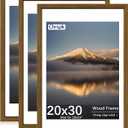 20X30 Poster Frame, Display Pictures 16X24 with Mat or 20X30 Without, Wall Hanging Frames, Rustic Brown, 3 Pack