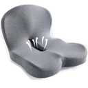Onever Ergonomic Memory Foam Seat Cushion, Lumbar Support Non Slip for Truck Driver Long Driving Office Chair Back Tailbone Pain Relief Grey