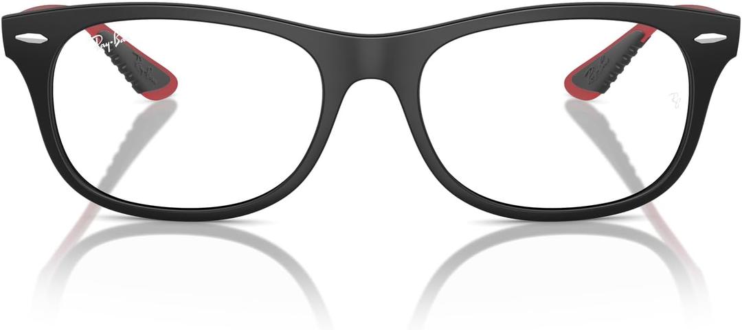 Ray-Ban Rx7307m Scuderia Ferrari Collection Square Prescription Eyewear Frames (Matte Black/Red/Demo Lens)