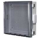 ABS Electrical Junction Box, Ventilated Design, Cable Grommets, IP65 Waterproof Enclosure, Indoor/Outdoor Use with Mounting Panel.. (Clear Cover, 13"x13"x5.1")