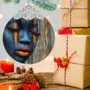 Christmas Decorations Ornaments, Stained Glass Ornament, Christmas Tree Ornaments, 2025 Gift Ornament, Xmas Gift for Friend Family Coworker - African Mask