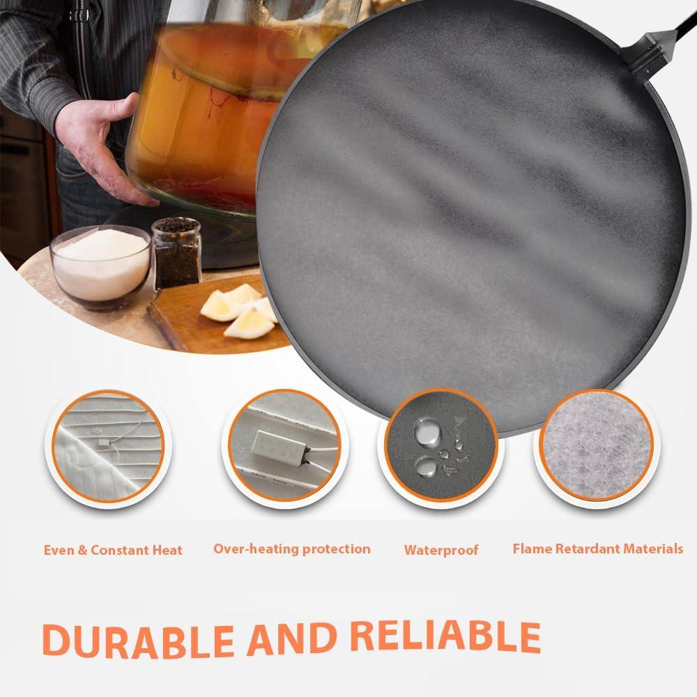 Brewing Heat Pad Sourdough Proofing Heat Mat with Temperature Controller Auto Off Timer for Home Beer Brewing Kombucha Yogurt Kefir Fermentation Sourdough Bread Proofing (With Controller, 1 Pack)
