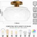 Semi Flush Mount Ceiling Light, Milk Glass Shade Modern Ceiling Light Fixture, Vintage Gold Lighting for Hallway Bedroom Entryway Kitchen Porch