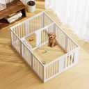 Cozy-Picket Dog Playpen, Expandable Decorative Puppy Fence with Room Divider to Create 2 Rooms for Puppies and Small Dogs, 24", 12 Panels, White