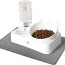 Marchul Cat Bowls Set with Water Dispenser, 15 Tilted and Raised Cat Bowl for Indoor Cats and Small Dogs