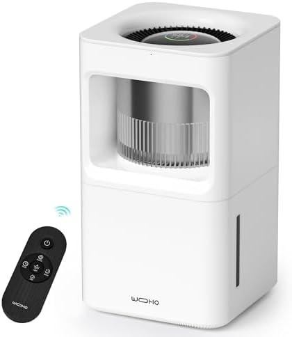 Wooohoo Evaporative Humidifier for Bedroom, 2.11Gal/8L Quiet Humidifiers Large Room with SleepyTime, Aroma Diffuser, 6 Speeds, Top Fill, No White Dust, Auto Off Humidifier for Baby Nursery Home Office