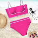 Urchics High Waisted Bikini Sets for Women Color Block Sporty Two Piece Swimsuits Straps Modest Bathing Suits (Pink, M)