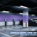 150W LED Shop Lights, 6000K 18000LM Work Light for Garage, Plug in Garage Light with 9.8FT Power Cord, Workshop, Yard, Garage, Warehouses, Yard, Carport (150W-1P)