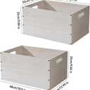 2 PackWood Storage Box 18.9×13×9.8 Inch with Handles, Stackable Wooden Organizer Crate for Home Closet Kitchen Bathroom, 2 Colors Vintage White & Black (Vintage White)