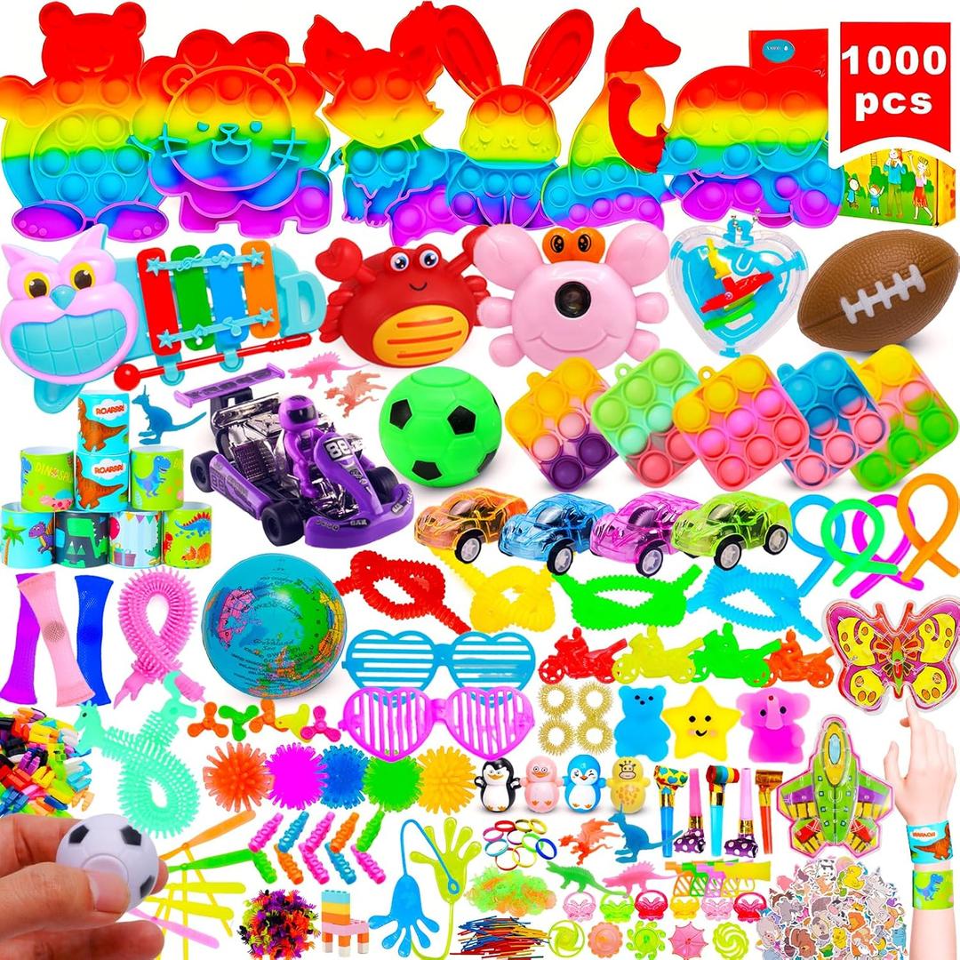 1000 Pcs Kids Party Favors Stocking Stuffers Gifts,Fidgets Toys Pack,Bulk Toys for Carnival Treasure Classroom Prizes Box,Adults Stress Relief Sensory Toys,Pinata Filler, Autism Autistic Children ADHD, Small
