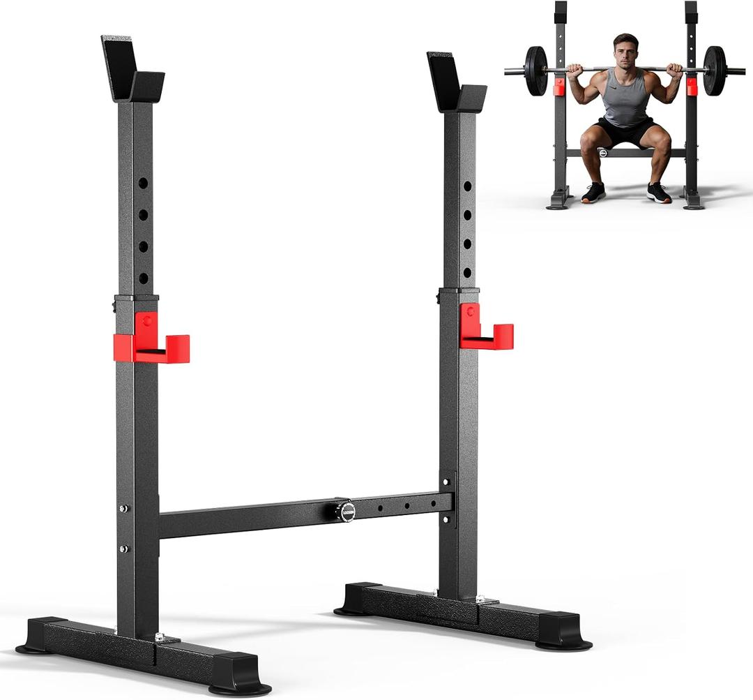Adjustable Squat Rack, 550LBS Multi-Function Barbell Rack for Weight Lifting and Home Gym Fitness Workout Portable Squat Bench Press - Great for Beginners