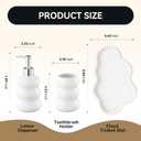 3-Piece White Ceramic Bathroom Accessories Set with Tray, Lotion Dispenser, and Tumbler for a Luxurious Bath Experience