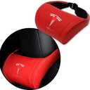 Car Headrest Neck Pillow Support Memory Foam Ergonomic Design Accessory for Driving Seat Fatigue Relief Compatible with Model S X 3 Y & Cybertruck - 1 Piece (C. Red Ver. 2)