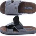 House Slippers for Men Open Toe Adjustable Home Slides with Low Arch Support and Rubber Sole Indoor Outdoor, Size 40