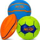 Nerf Mini Foam Sports Ball Set - Foam Football, Soccer Ball + Basketball Set Soft Foam Sports Set for Kids (Orange/Green/Blue)