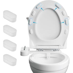 iFealClear 4 Pcs Universal Toilet Seat Bumpers for Bidet, Toilet Lid Rubber Buffer for Changing Heights, Strong Adhesion Toilet Bidet Seat Bumpers with 4 Extra Thickness Pads for Home, Hotel, Hospital (White)