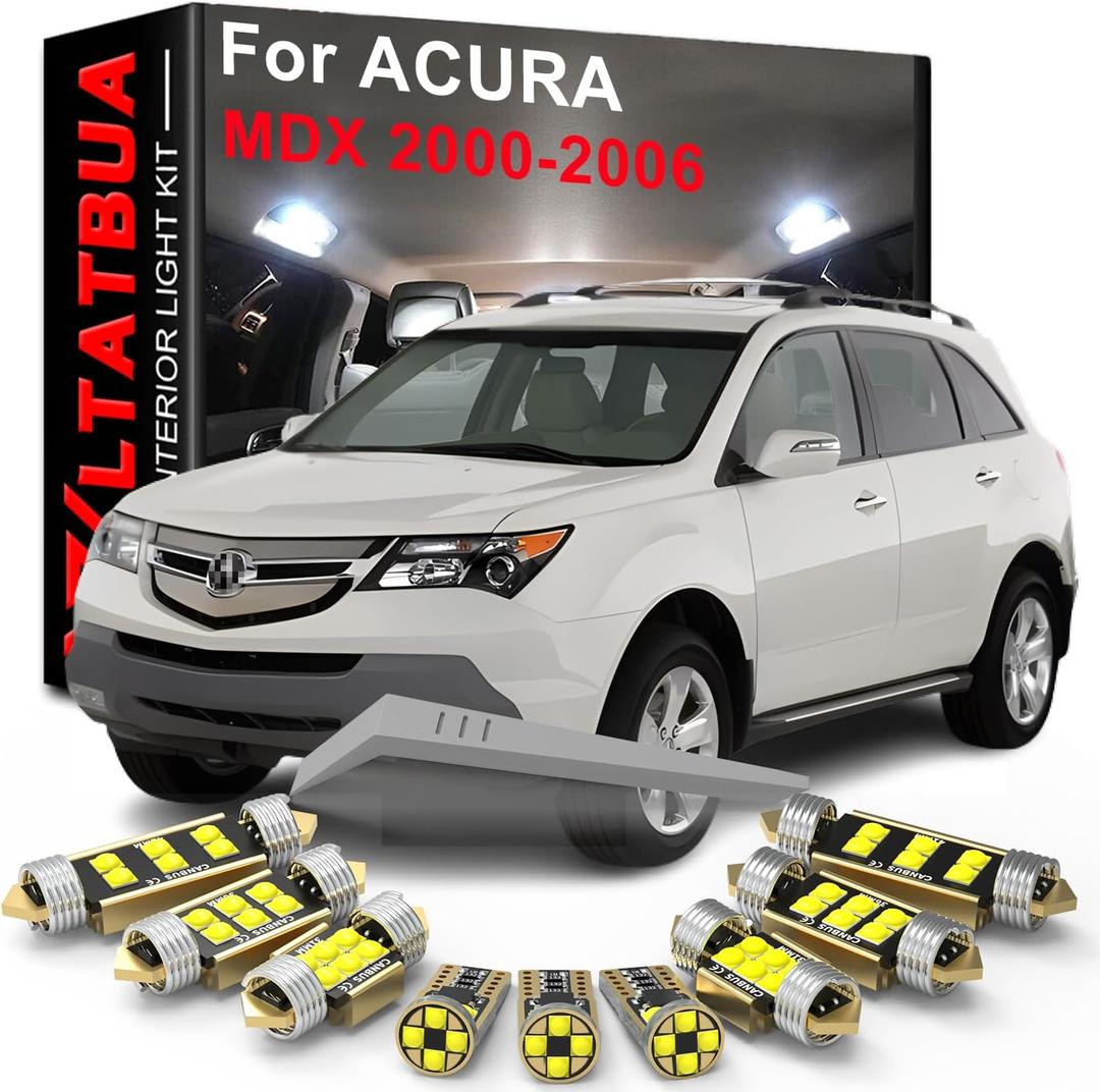 LED Interior Light Kit Package Replacement for ACURA MDX YD1 2000 2001 2002 2003 2004 2005 2006, Super Bright 6000K White Bulbs + Install Tool