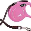 FLEXI New Classic Tape Retractable Dog Leash for Small Dogs Upto 26 lbs.  10 ft., Pink | Tangle Free Pet Walking Leash with One-Handed Brake, Pause, Lock|German Quality Product