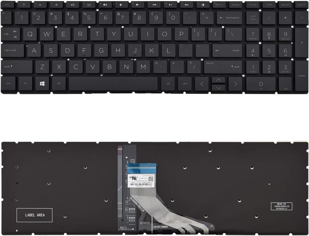 Replacement Keyboard Compatible with HP 250 G7 255 G7 15-DA 15-DB 15-DK 15-DR 15-DW 15-DU 15S-DU 15-DY 15s-DY 15s-EQ 15-EF 15s-FQ 15-GW 17-CA. Home 17-by with Backlit US Layout