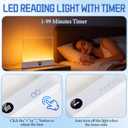 Book Light, Rechargeable Clear LED Flat Reading Light with 3 Colors & Timer, Dimmable Panel Plate Lamp Book Full Page Light for Reading in Bed at Night, for Women Readers Kids Book Lovers (White)