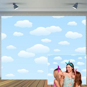 20x10ft Blue Sky White Cloud Backdrop Cartoon Kids Newborn Birthday Party Backdrops Children Portrait Boys Girls Baby Shower Kids Portrait Photo Background Photo Shooting Studio Props