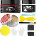 Leather Recoloring Balm Red Brown, Mink Oil Leather Conditioner & Leather Filler Cream, Leather Repair Kit for Furniture,Vinyl Repair Kit Restore Couches, Car Seats, Purse, Scratch, Peeling,Burn Holes