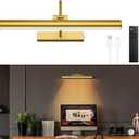 13'' Picture Light for Wall, 5200 mAh Battery Operated Picture Light with Remote & Timer for Wall Art - 3 CCT Dimmable LED, Brass Finish