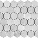 Adolif Carrara White Marble Mosaic Tile, Polished, Carrara White Marble Mosaic for Kitchen Bathroom Wall Floor Backsplash Shower, 5 Sheets, 2 Inch Hexagon