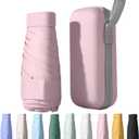 UPF50+ Mini Travel Sun Umbrella for Purse With Case,Small Compact UV Umbrella Protection Sun,Lightweight Portable Parasol Windproof for Women Men Kids