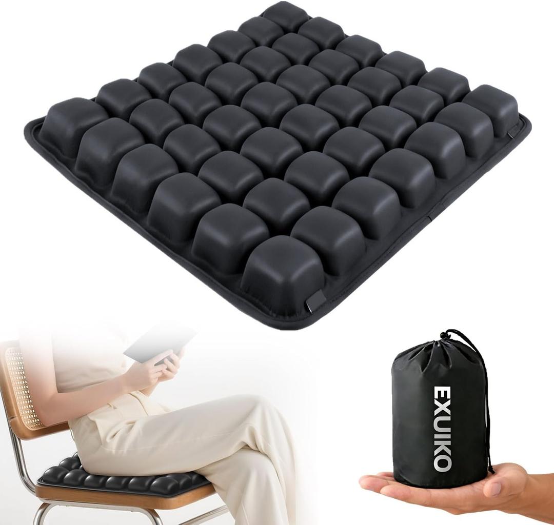 Inflatable Travel Seat Cushion, Built-in Air Pump Car Airplane Chair Cushion for Long Flight Driving Sitting, Office Chair Wheelchair, Pressure Sore Relief, for Sciatica,Coccyx & Buttock Bed Sore SC01