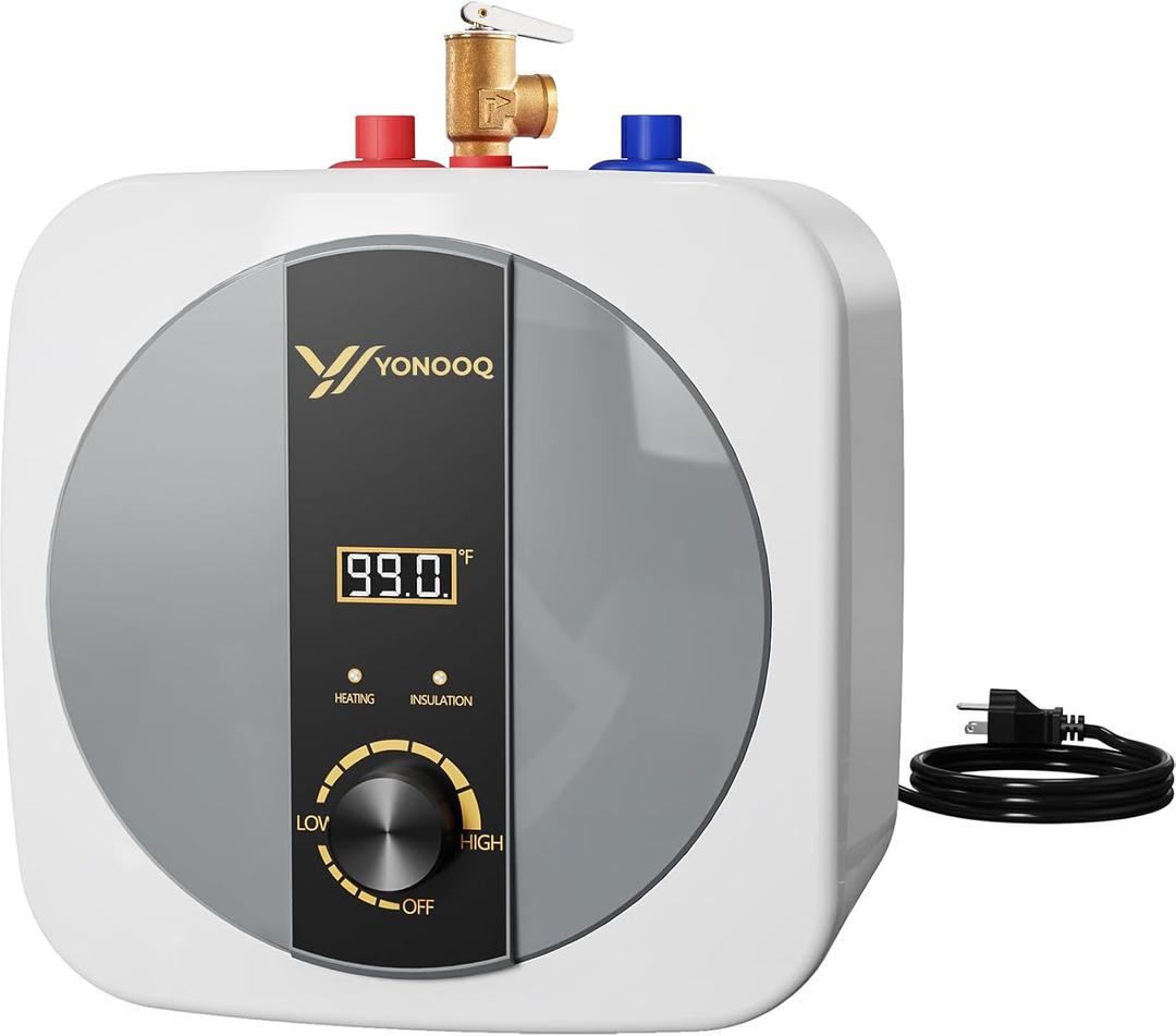 2.5 Gal Under Sink Water Heater Electric, 1500W 110V Mini Tank Instant Hot Water Heater with Digital Display & Pressure Relief Valve, Compact for Kitchen Sink, RV, Food Truck, Laundry Room