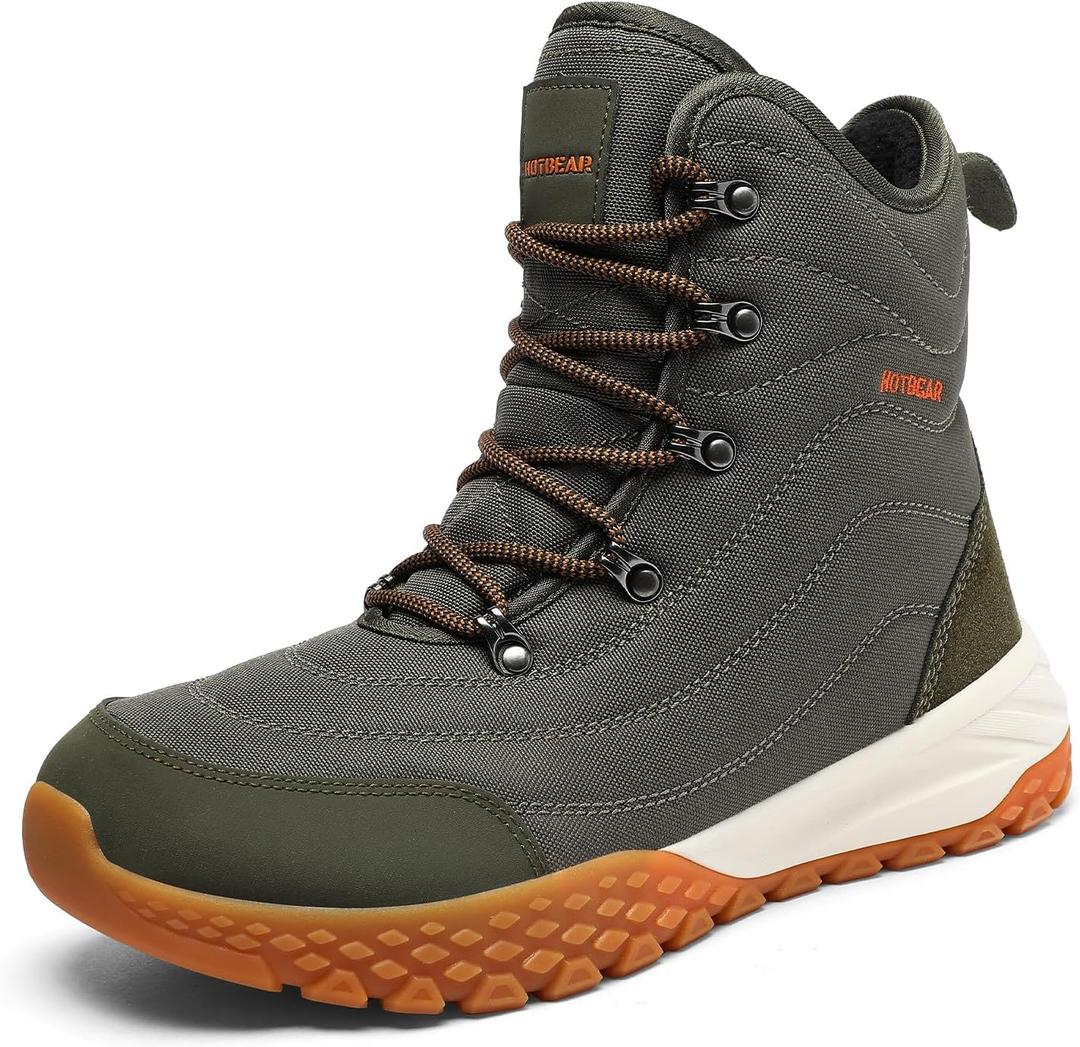 Men's 3M Thinsulate Insulated Winter Snow Boots | Wide Toe Box | Slip-Resistant Outsole | Orthopedic & Arch Support (Army Green, 11)