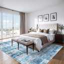 Area Rugs 9x12 Living Room - Washable Rug Modern Abstract Soft Large Neutral Non-Slip Carpet Indoor Floor Thin Carpets for Bedroom Dining Room Farmhouse Nursery Home Office Blue Grey