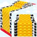6 Pcs Cartoon Story Table Runner Cartoon Story Birthday Party Supplies Cow Pattern Printed Check Table Decor Tablecloth Party Supplies,13 x 72 in