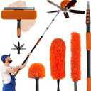 26FT Reach Dusting Kit, Long Duster with 5-20FT Extension Pole for High Ceilings, Cobweb Duster, Microfiber Duster, Window Squeegee, Extendable Duster Cleaning Kit