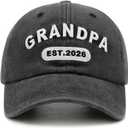 New Grandpa Est 2026 Baseball Cap, First Time Promoted to Grandfather Gift for Men, Adjustable Washed Cotton Grandpa Hat (Gray)