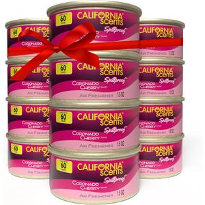 Can Air Freshener and Odor Neutralizer by California Scents, Stocking Stuffers, Set of 11 Spillproof Cans for Home and Car, Coronado Cherry, 1.5 Oz Each