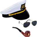 Tigerdoe Yacht Captain Hat and Sailor Hat & Aviator Sunglasses Sailor Costume