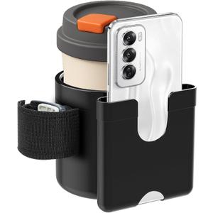 Wheelchair Cup Holder 2 in 1 Strap-on Walker Cup and Phone Holder Compatible with Drive Medical Nitro Rollator Walkers Cup Holder for Wheelchair, Walker, Rollator, Camper (Cup and Phone Holder-C)