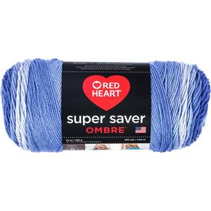 RED HEART E305.3963 Super Saver Ombre Yarn, Baja Blue (1 Pack)